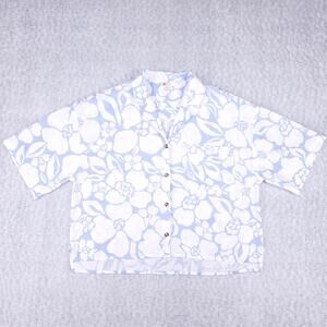 Billabong Blue and White Floral Button Down Shirt